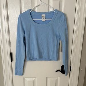 No Boundaries Light Blue Ribbed Long Sleeve Top
